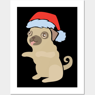 Dog with santa hat 02 Posters and Art